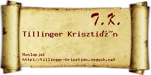 Tillinger Krisztián névjegykártya